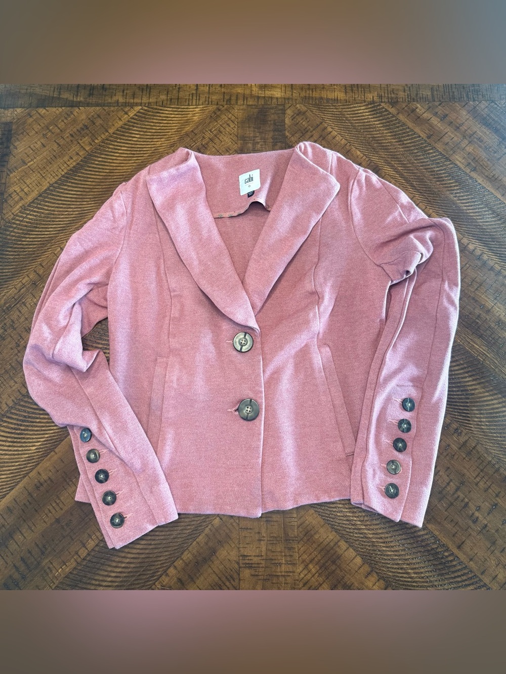 CAbi Dusty Pink Shawl Collar Blazer